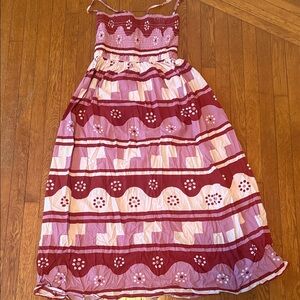 Madewell Pink and Red Patterned Midi Dress